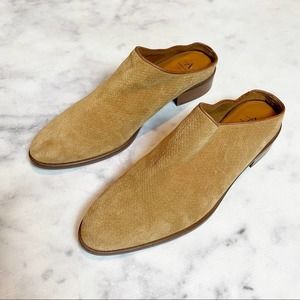 Aquatalia Fife Cognac Tan Suede Mules Size 10